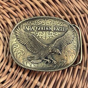 NRA Golden Eagles Belt Buckle Western Brass Limited Edition USA Natl Rifle Assn